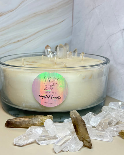 Crystal Candle – Ambre & Quartz Blanc
